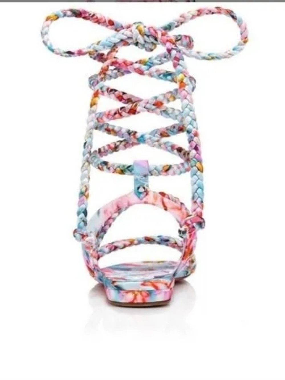 CHRISTIAN LOUBOUTIN MARYAM Multicolor Satin Braided Lace Up Sandals - Picture 3 of 16